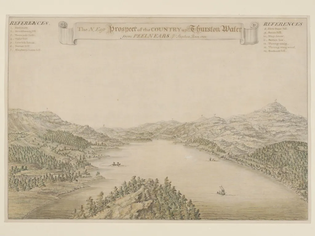 The North East Prospect of the Country up Thurston Water from Peelnears, by Stephen Penn, watercolor, 1733