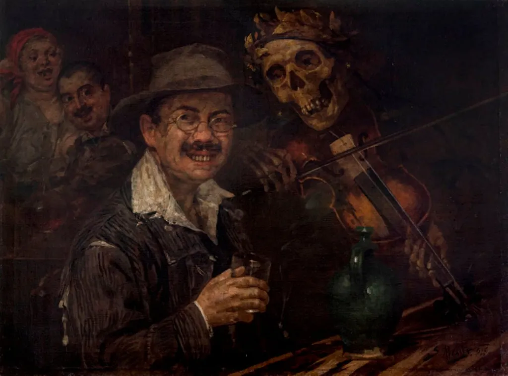 Autoportret la cafenea (cu Moartea), by Stevan Aleksić