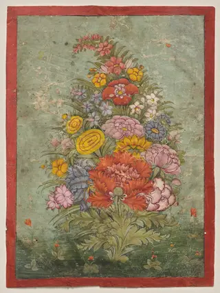 Still Life: Bouquet of Flowers Emerging from the Grass