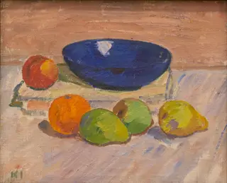 Still Life with Blue Bowl and Fruits, by Karl Isakson