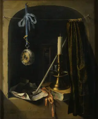 Still life with candle and watch