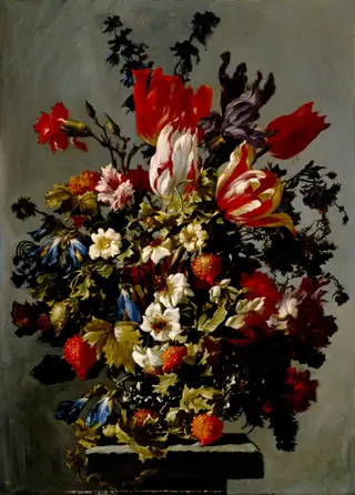 Still Life with Flowers on a Stone Pedestal