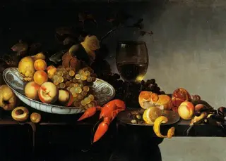 Still Life with Fruit, a Lobster and Dead Game, by Michiel (II) Simons