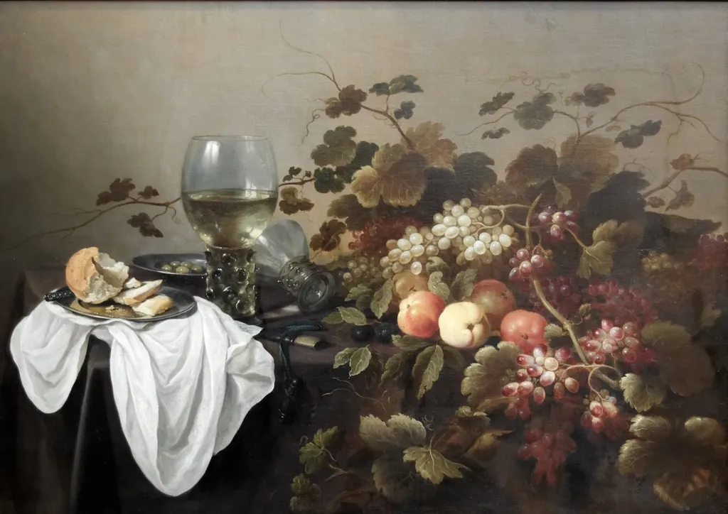 Still life with fruits and Roemer