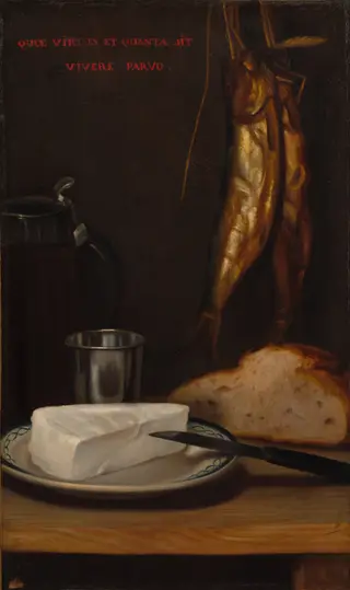 Still Life with Herring, Bread, and Cheese, by Alexandre Gabriel Decamps