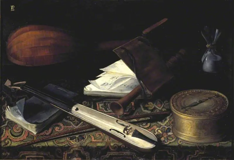 Still-life with Musical Instruments (Reverse: A Man's Head (unfinished))