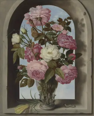 Still-life with Roses in a Glass Vase, by Ambrosius Bosschaert