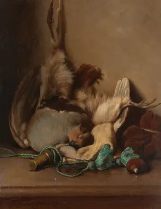 Still life with Wood Pigeon and Powder Horn