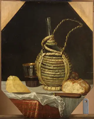 Stilleben mit Strohflasche
