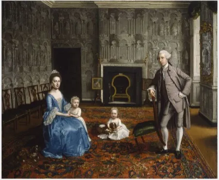 An Interior with Members of a Family, by Strickland Lowry, oil