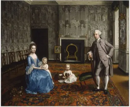 An Interior with Members of a Family, by Strickland Lowry
