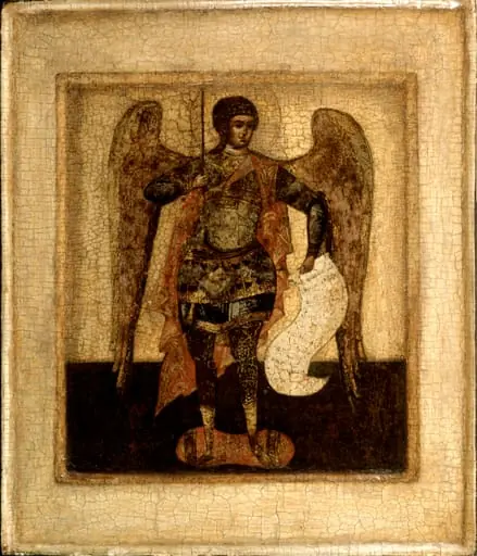 Arkkienkeli Mikael, venäläinen ikoni, by Stroganoffin koulukunta