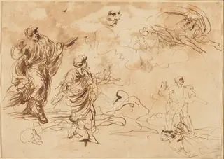 Studies for a Biblical Scene with God the Father Appearing to a Bearded Male Figure