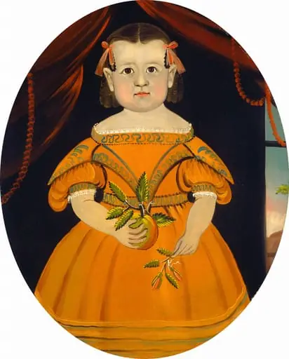 Little Girl Holding Apple, by Sturtevant J. Hamblin