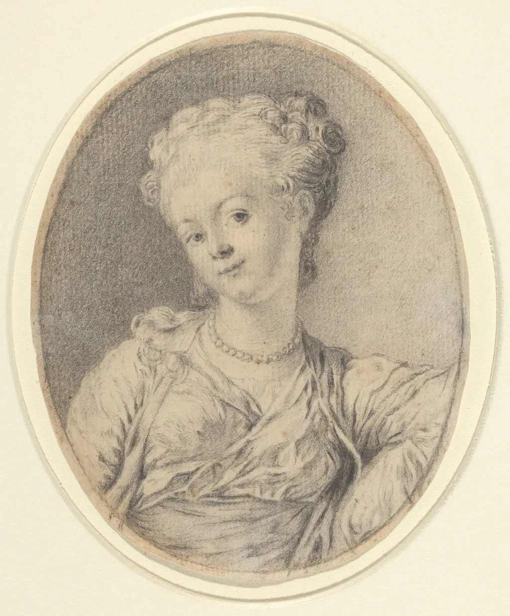 Lady's Head, by Style of Gabriel Jacques de Saint-Aubin, graphite, 1752