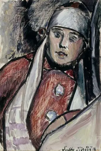 Valkeahuivinen nainen, by Sulho Sipilä