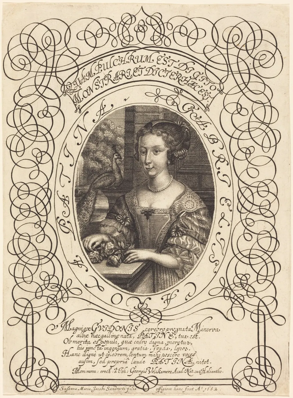 Gabrielle Charlotte Patin, by Susanne Maria von Sandrart, ink, 1682