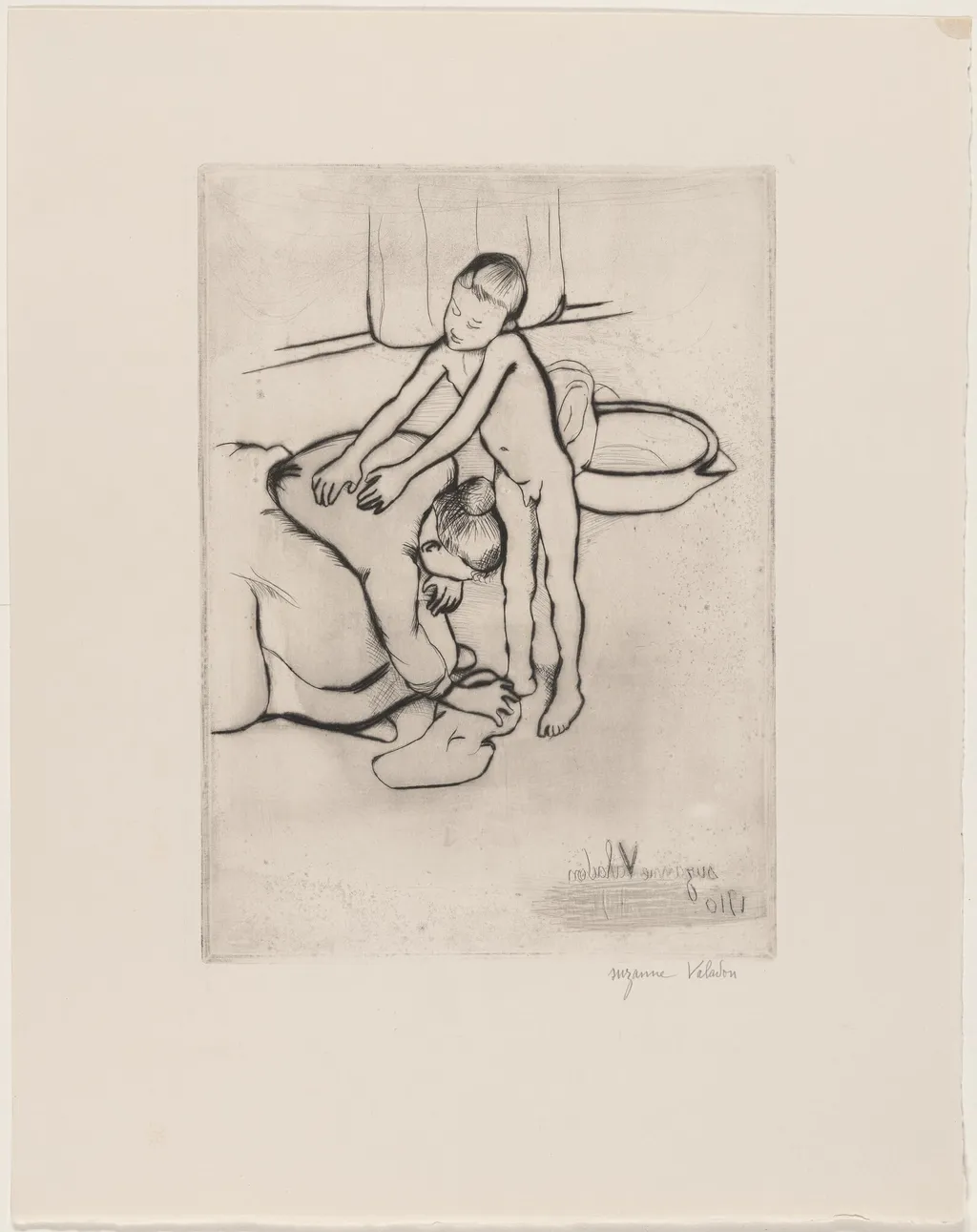 Catherine and Young Boy Nude, by Suzanne Valadon, ink, 1910