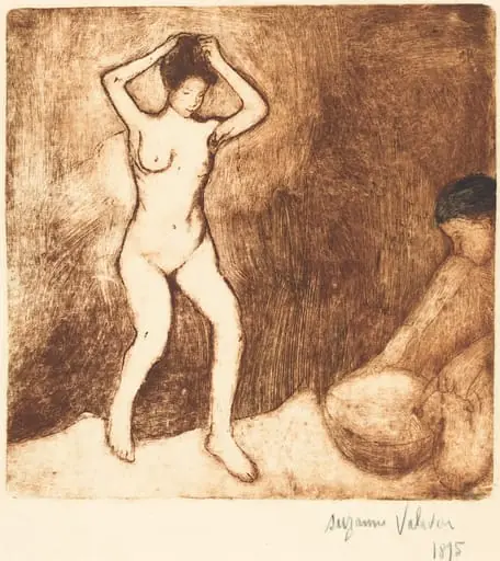 Catherine prépare le tub et Louise nue se coiffe (Catherine Prepares the Bath and Louise, Nude, Fixes her Hair), by Suzanne Valadon