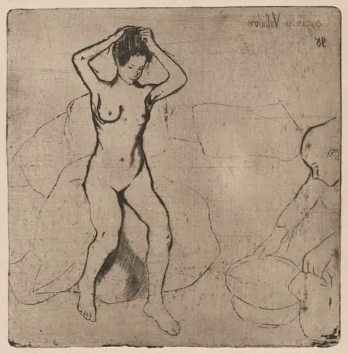 Catherine prépare le tub et Louise nue se coiffe (Catherine Prepares the Bath and Louise, Nude, Fixes her Hair), by Suzanne Valadon