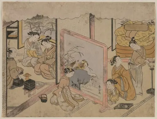 Drinking a Cup of Wine Before Retiring for Bed (From an Untitled Series), by Suzuki Harunobu