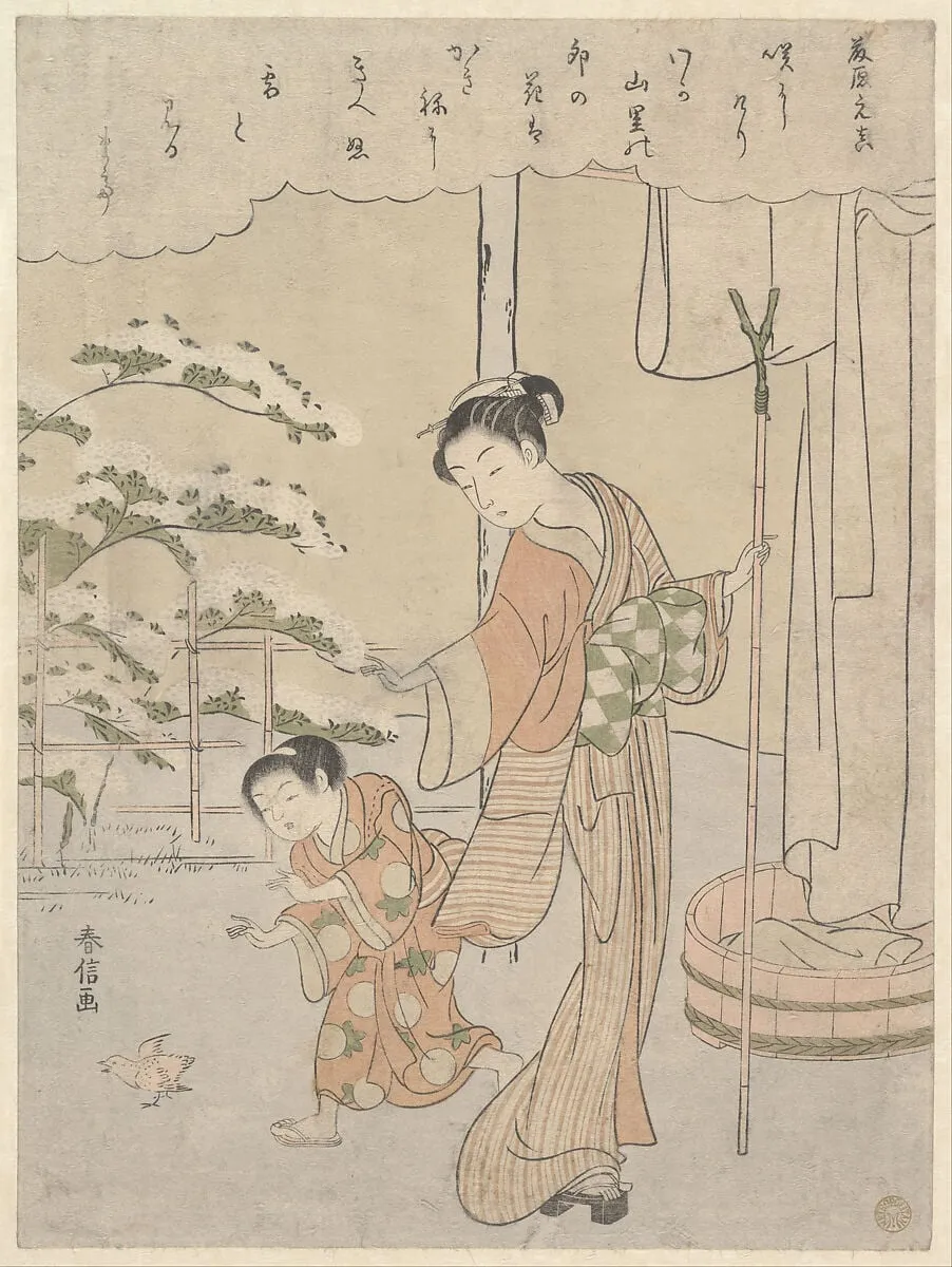 百人一首 藤原元真|Poem by Fujiwara no Motozane (ca. 860) from the Series Thirty-Six Poets, by Suzuki Harunobu, ink, 1768