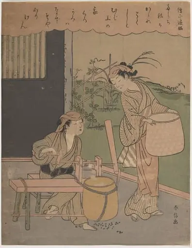 百人一首　僧正遍昭|Poem by Henjō Sojō, by Suzuki Harunobu, 1766