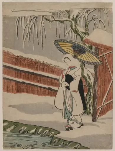 The Heron Maiden Standing Beneath a Willow Tree, by Suzuki Harunobu