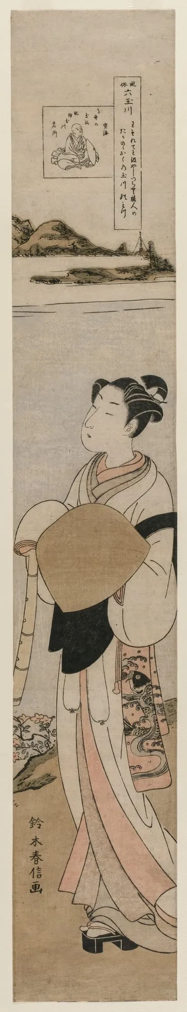 The Priest Kukai by the Tama River at Mt. Koya (From the Series The Six Tama Rivers in Everyday Life), by Suzuki Harunobu, 1764