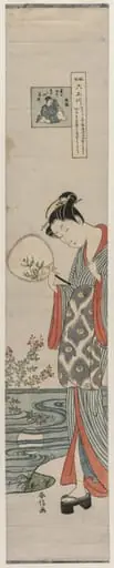 Woman (Bijin) Looking at the Moon's Reflection, from the series Mu Tamagawa, by Suzuki Harunobu