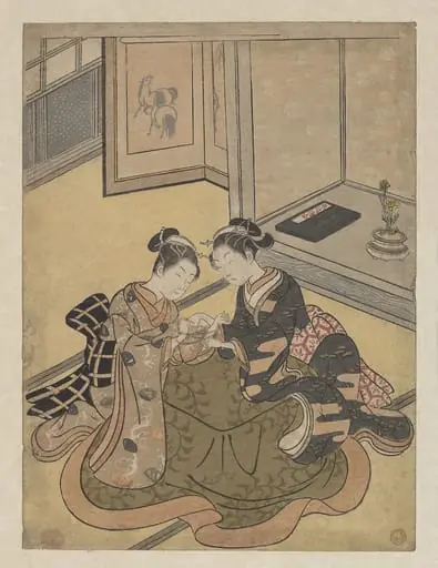鈴木春信画　あやとり|Young Women Playing Cat’s Cradle (Ayatori), by Suzuki Harunobu