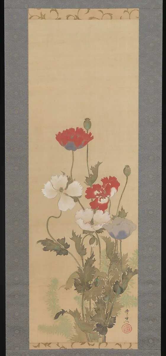 鈴木其一筆 芥子図|Poppies