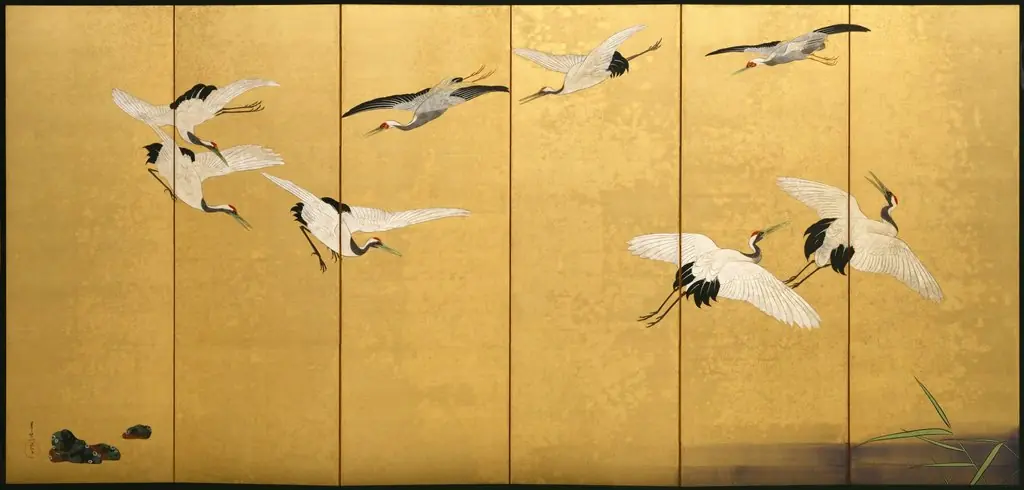 Reeds and Cranes, by Suzuki Kiitsu