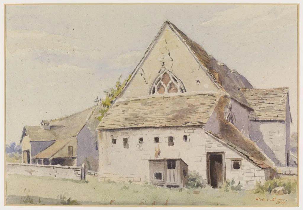 The Old Church (now a barn), Leonard Stanley, by Swan, watercolor, 1942