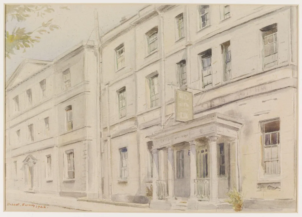 Wellesley House, Cirencester, by Swan, watercolor, 1942