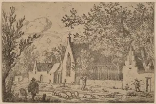Swine Herd near a Chapel