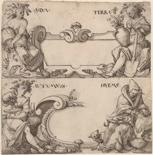 Water and Earth/Autumn and Winter, by Swiss 16th Century