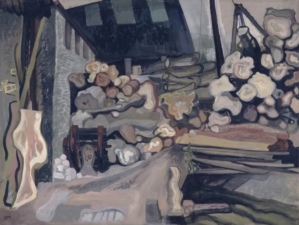 Timber Yard, by Sylvia Melland, watercolor, 1935