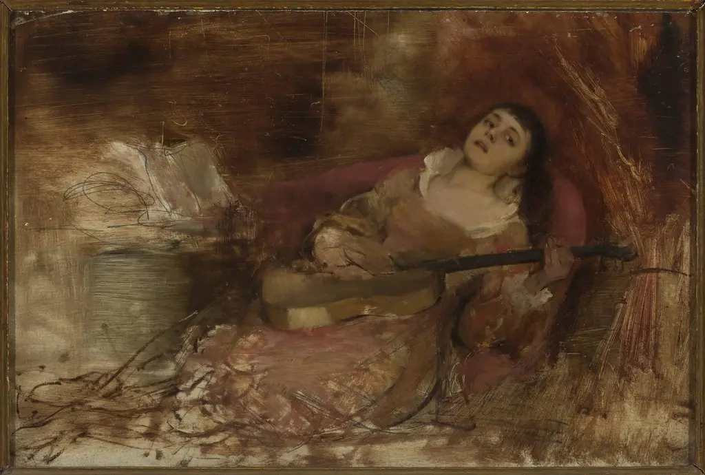 Woman with a guitar, by Szymon Buchbinder