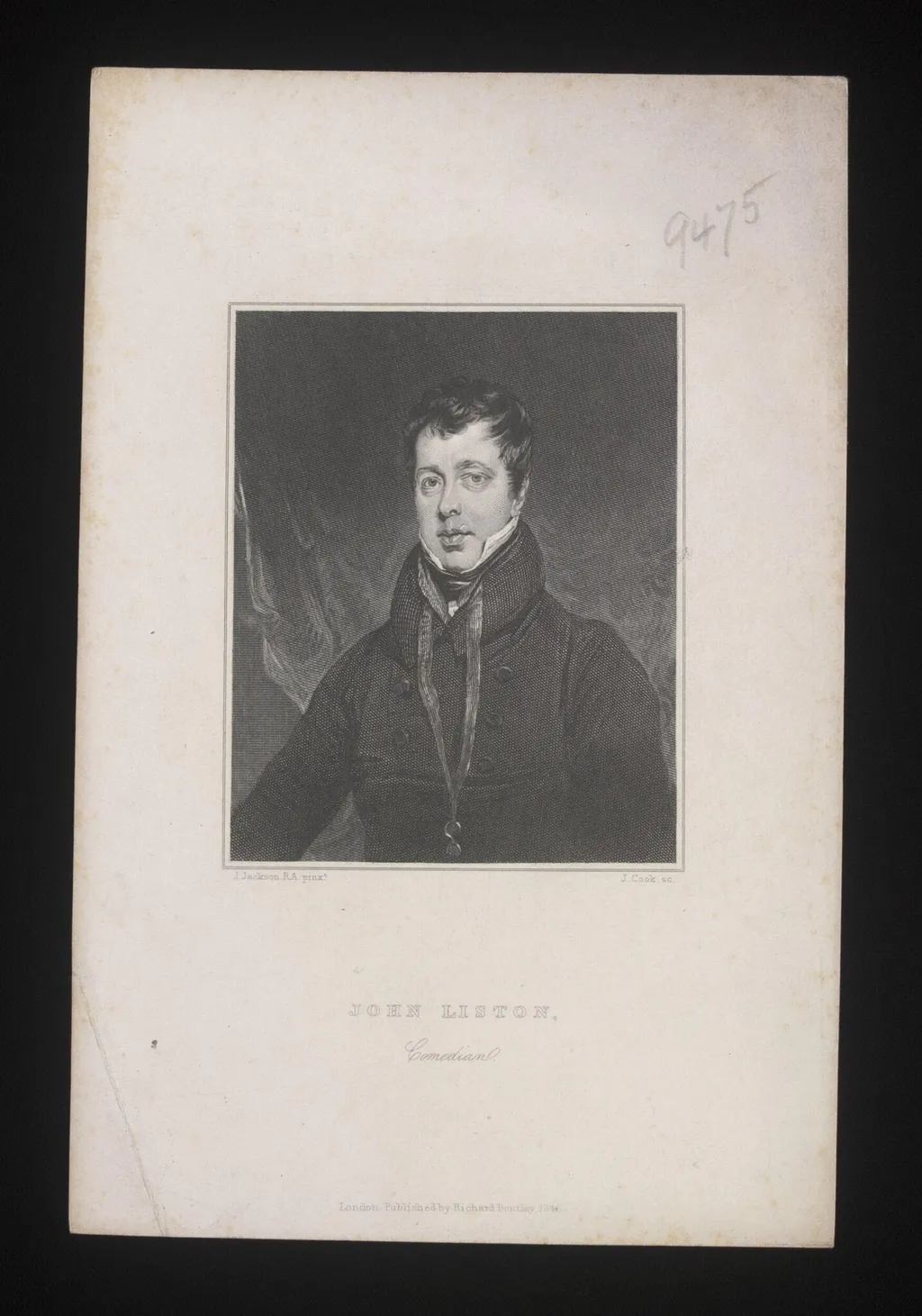 John Liston Comedian, by T. Cook, 1846