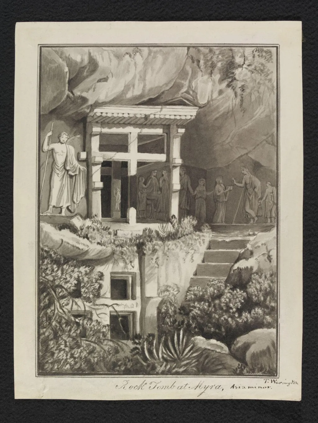 Rock Tombs at Myra, Asia minor, by T. Warrington, watercolor, 1845