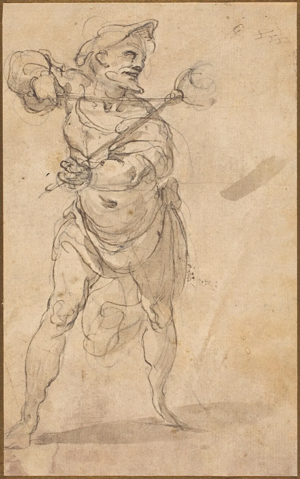 A Tormentor With Tongs, by Taddeo Zuccaro, chalk, 1548