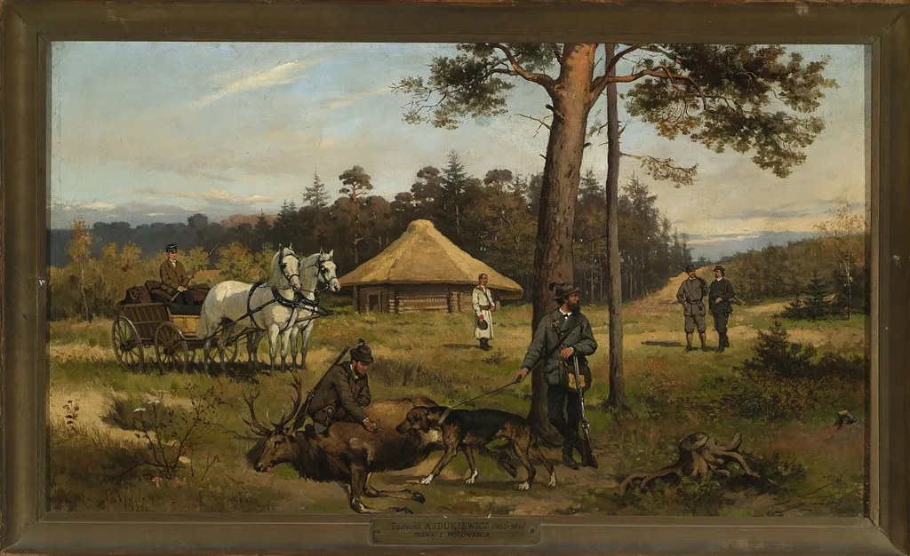 After hunting for a deer, by Tadeusz Ajdukiewicz, oil, 1889