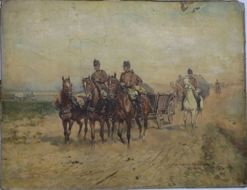Coloana regimentară (tren regimentar de artilerie), by Tadeusz Ajdukiewicz, 1901