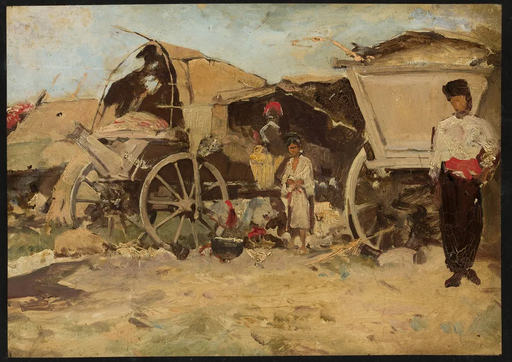 Marketplace in Dobruja, by Tadeusz Ajdukiewicz, oil, 1896