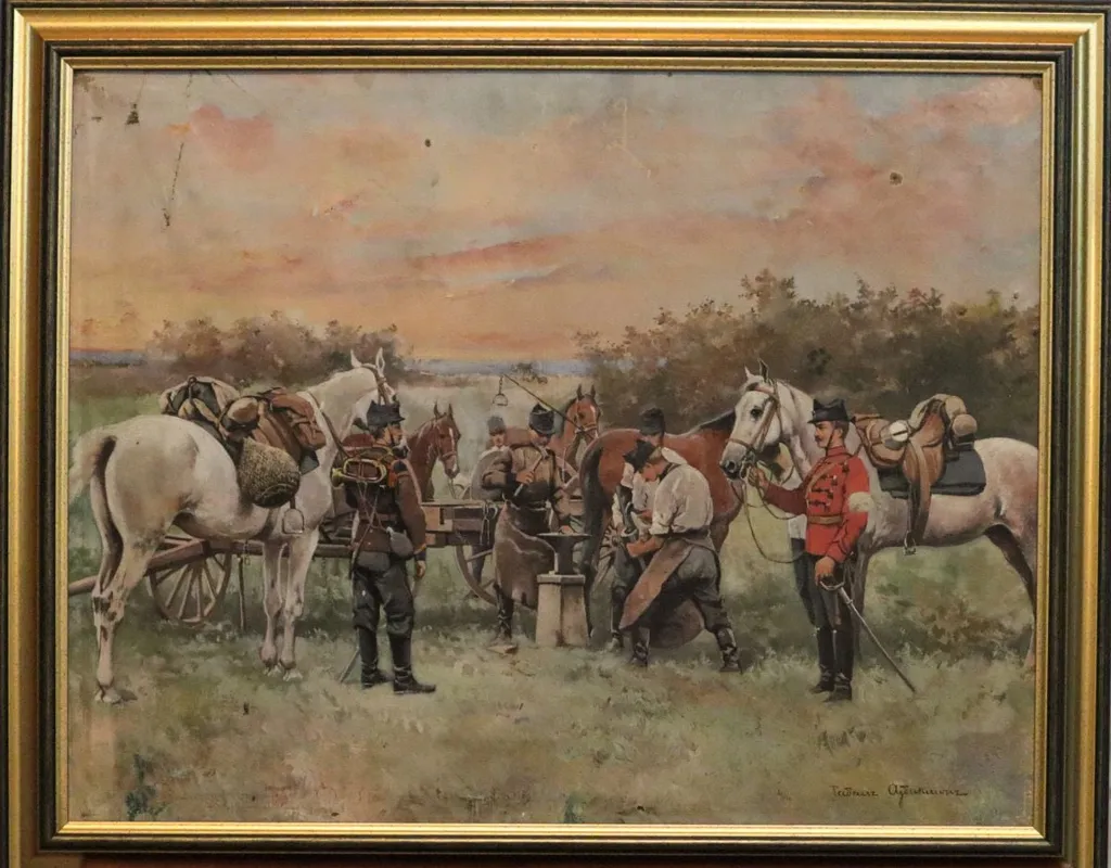 Potcovitul cailor într-o unitate de cavalerie (roșiori), by Tadeusz Ajdukiewicz, unspecified