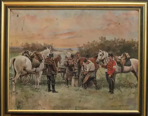 Potcovitul cailor într-o unitate de cavalerie (roșiori), by Tadeusz Ajdukiewicz