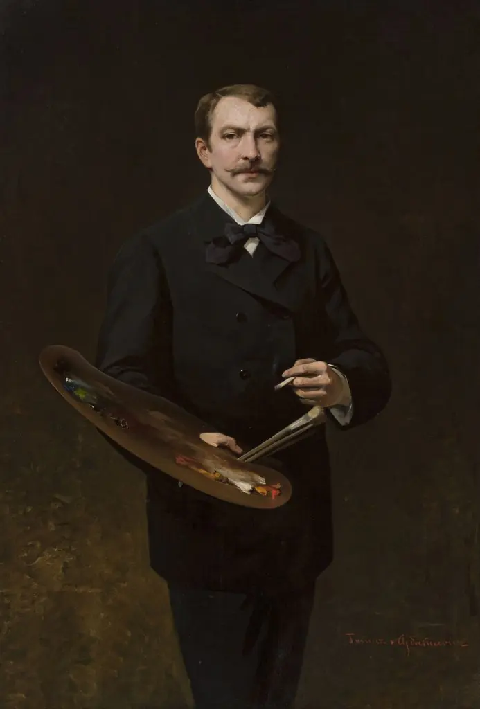 Self-portrait with palette, by Tadeusz Ajdukiewicz