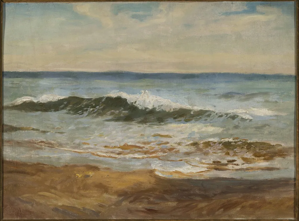 Marine view, by Tadeusz Popiel, oil, 1898