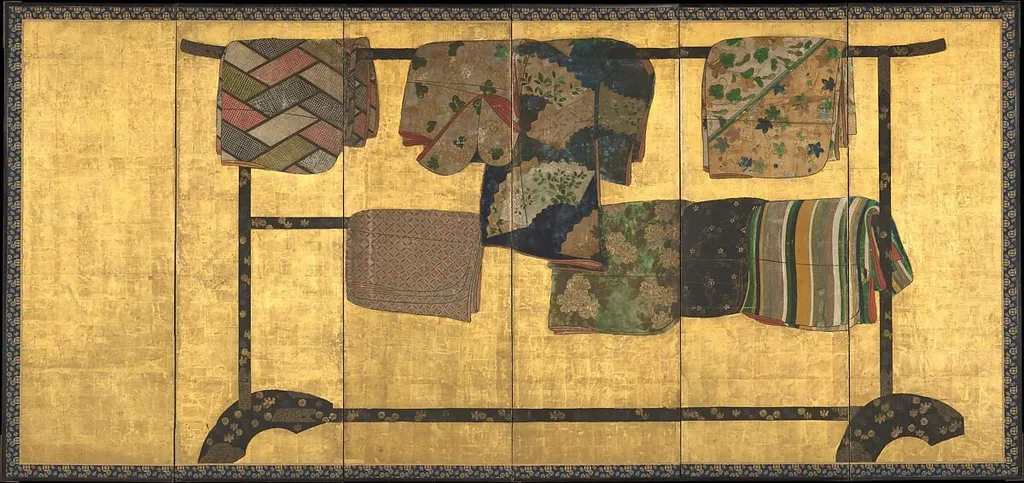 誰ヶ袖図屏風|Tagasode (“Whose Sleeves?”), ink, 1624